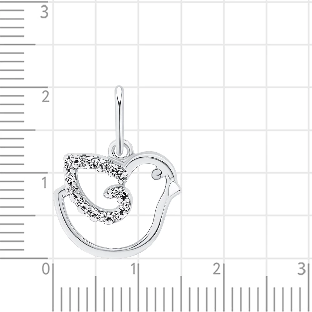 Подвес  Птица с фианитами из серебра 925 пробы 2