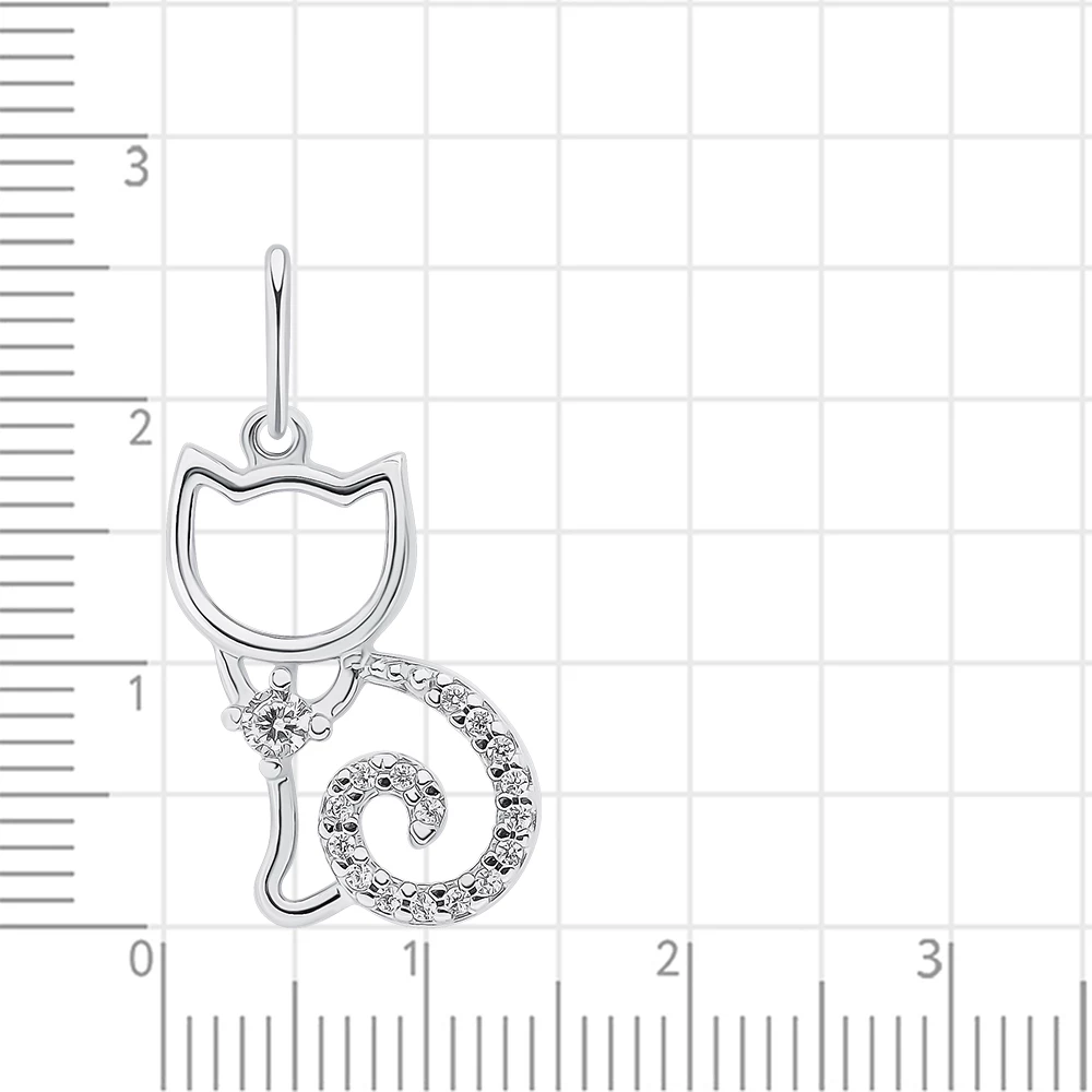 Подвес  Кошка с фианитами из серебра 925 пробы 3