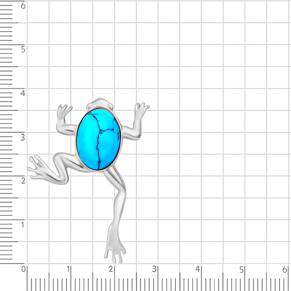 Подвес  Лягушка с бирюзой синтетической из серебра 925 пробы 2
