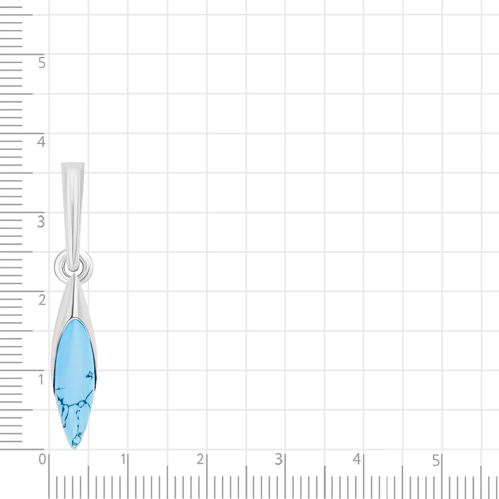 Подвес с бирюзой синтетической из серебра 925 пробы 2