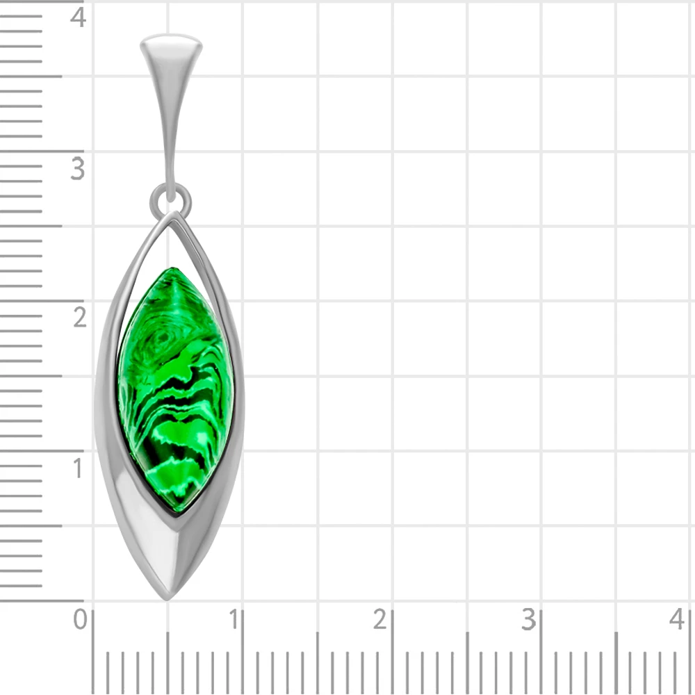 Подвес с малахитом синтетическим из серебра 925 пробы 2