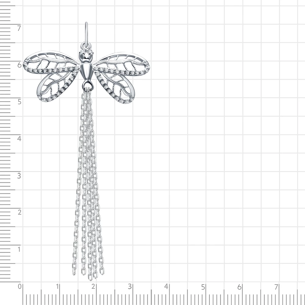 Подвес  Стрекоза с фианитами из серебра 925 пробы 2