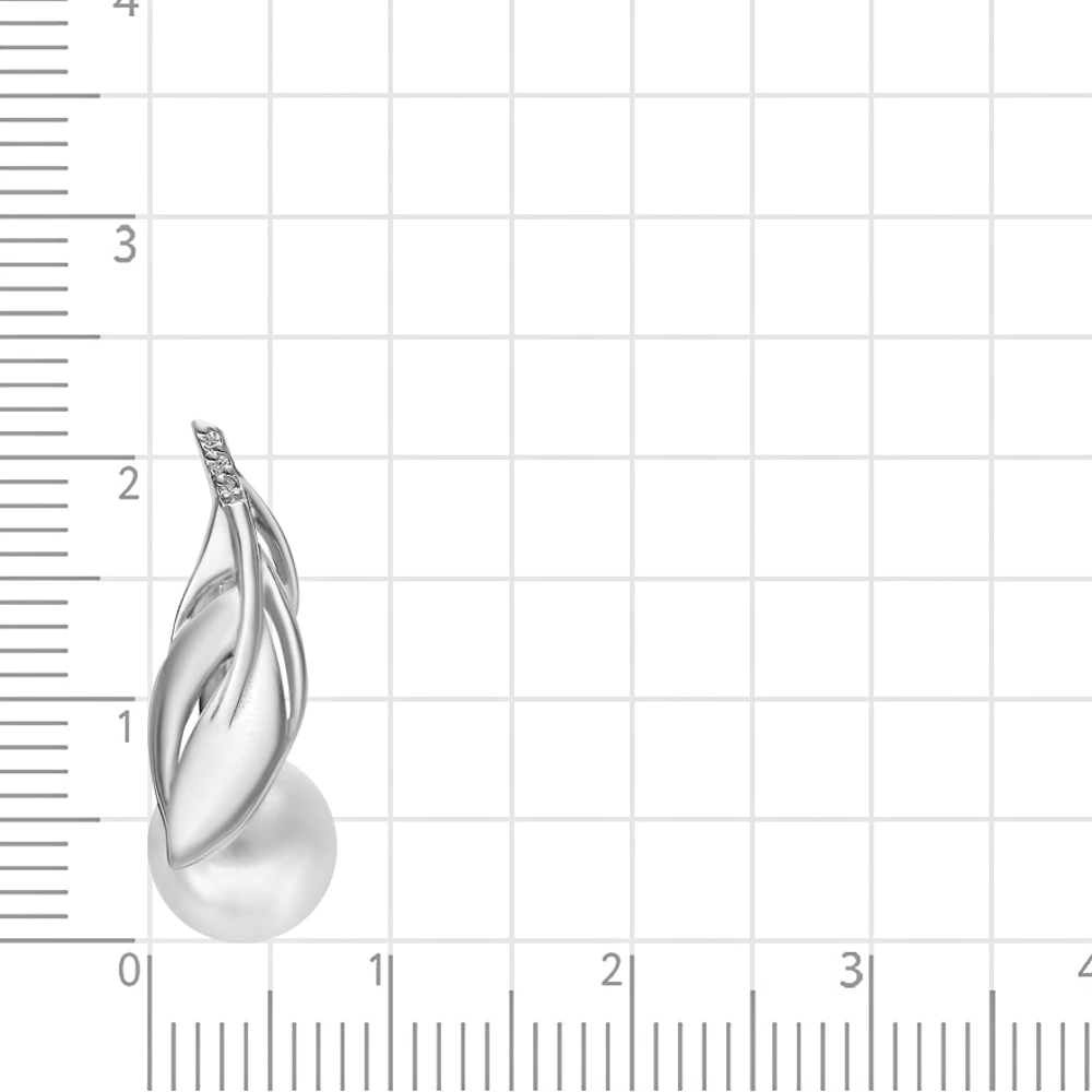 Подвес с культивированным жемчугом и фианитами из серебра 925 пробы 2