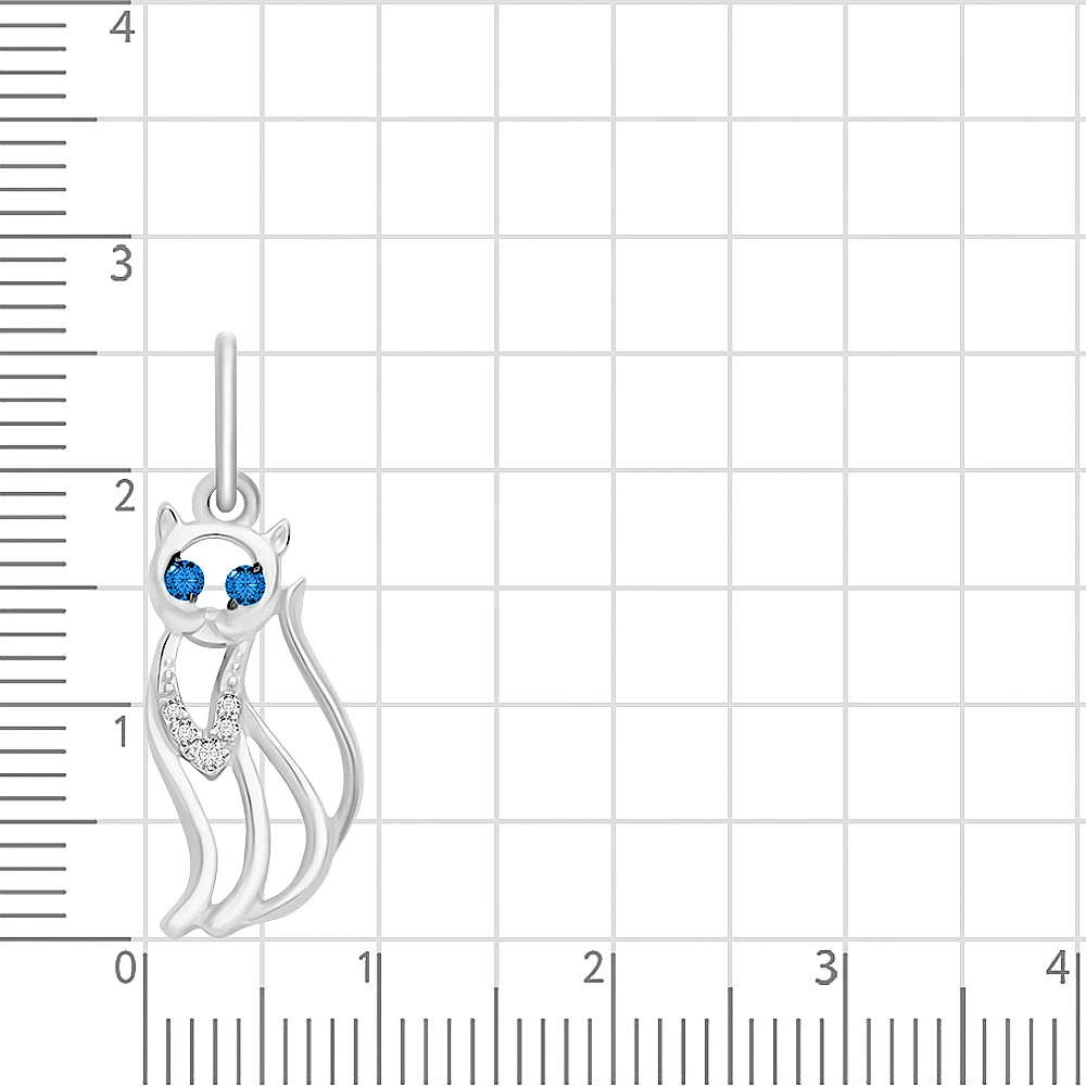 Подвес  Кошка с фианитами из серебра 925 пробы 2