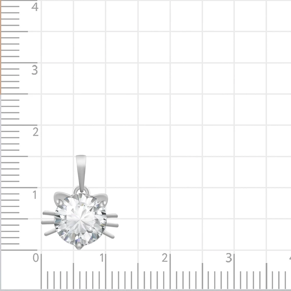 Подвес  Кошка с фианитом из серебра 925 пробы 2