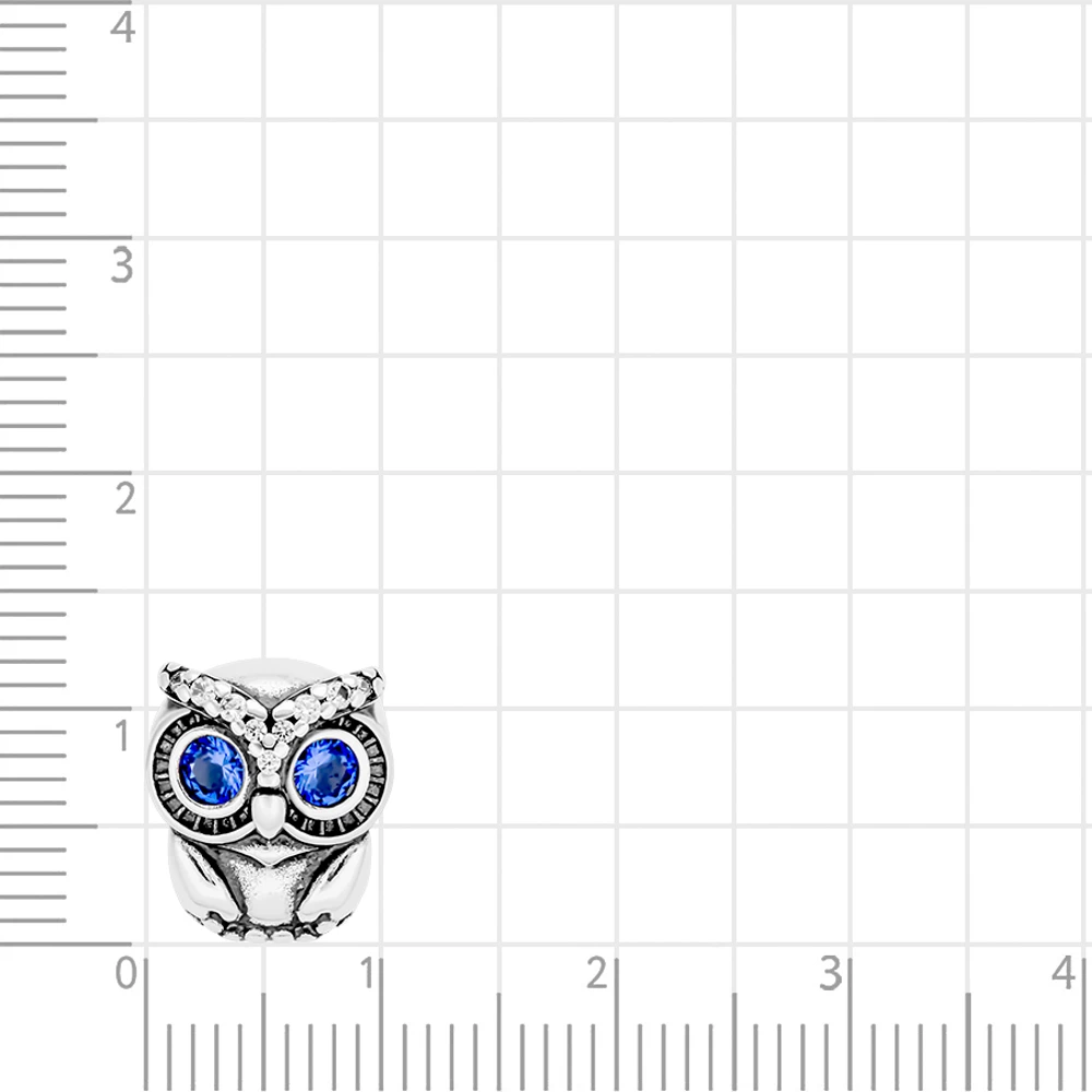 Подвес  Сова с фианитами из серебра 925 пробы 2