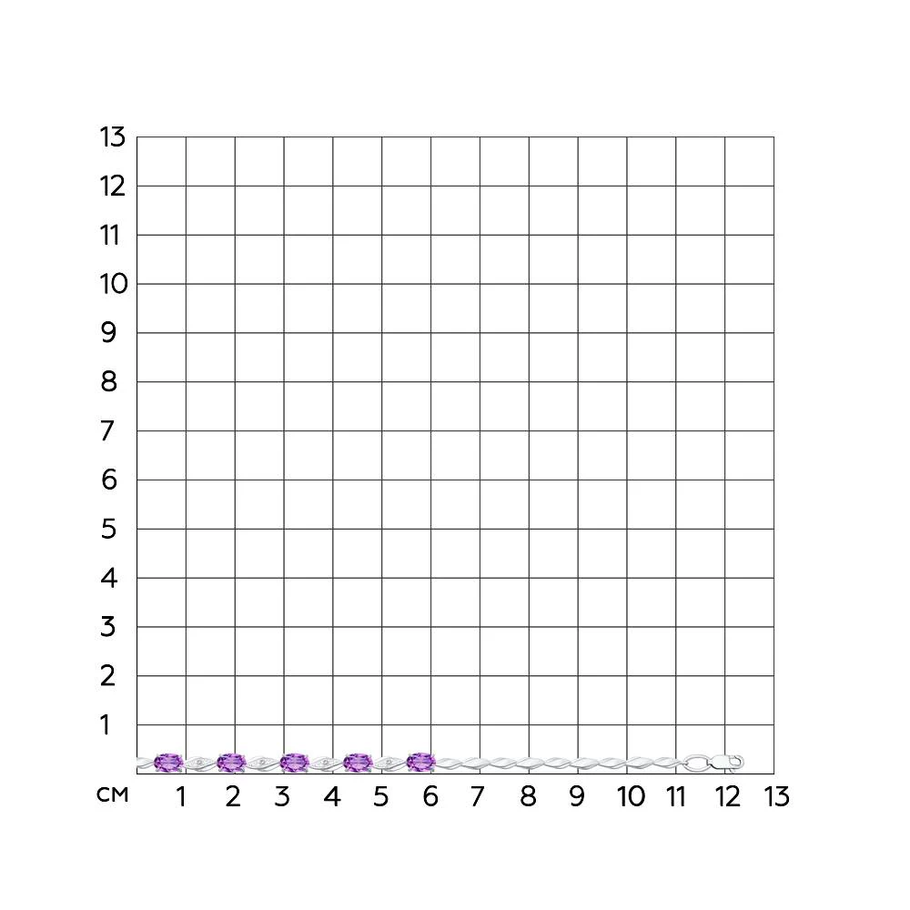 Браслет с аметистом и фианитами из серебра 925 пробы 2