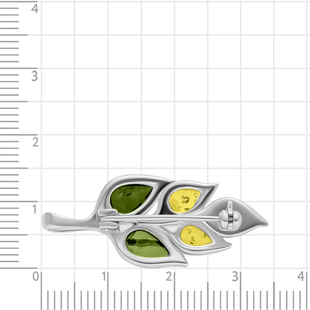 Брошь с янтарем из серебра 925 пробы 2