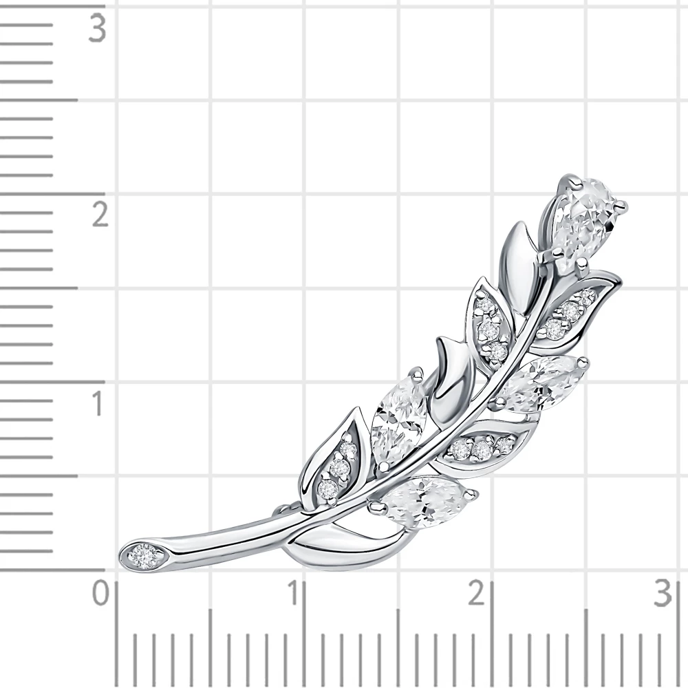 Брошь с фианитами из серебра 925 пробы 2