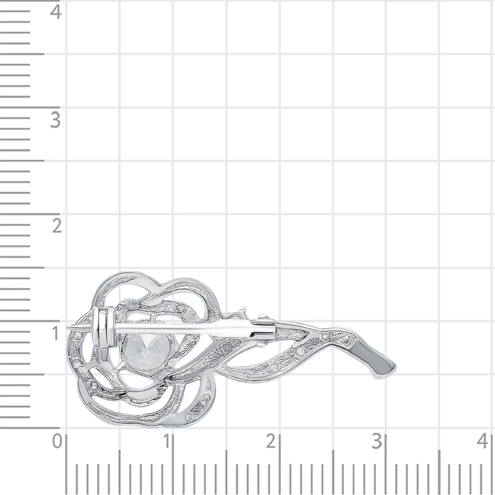 Брошь с фианитами из серебра 925 пробы 2