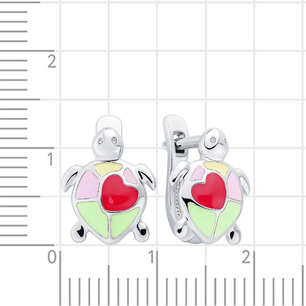 Серьги  Черепаха детские из серебра 925 пробы 2