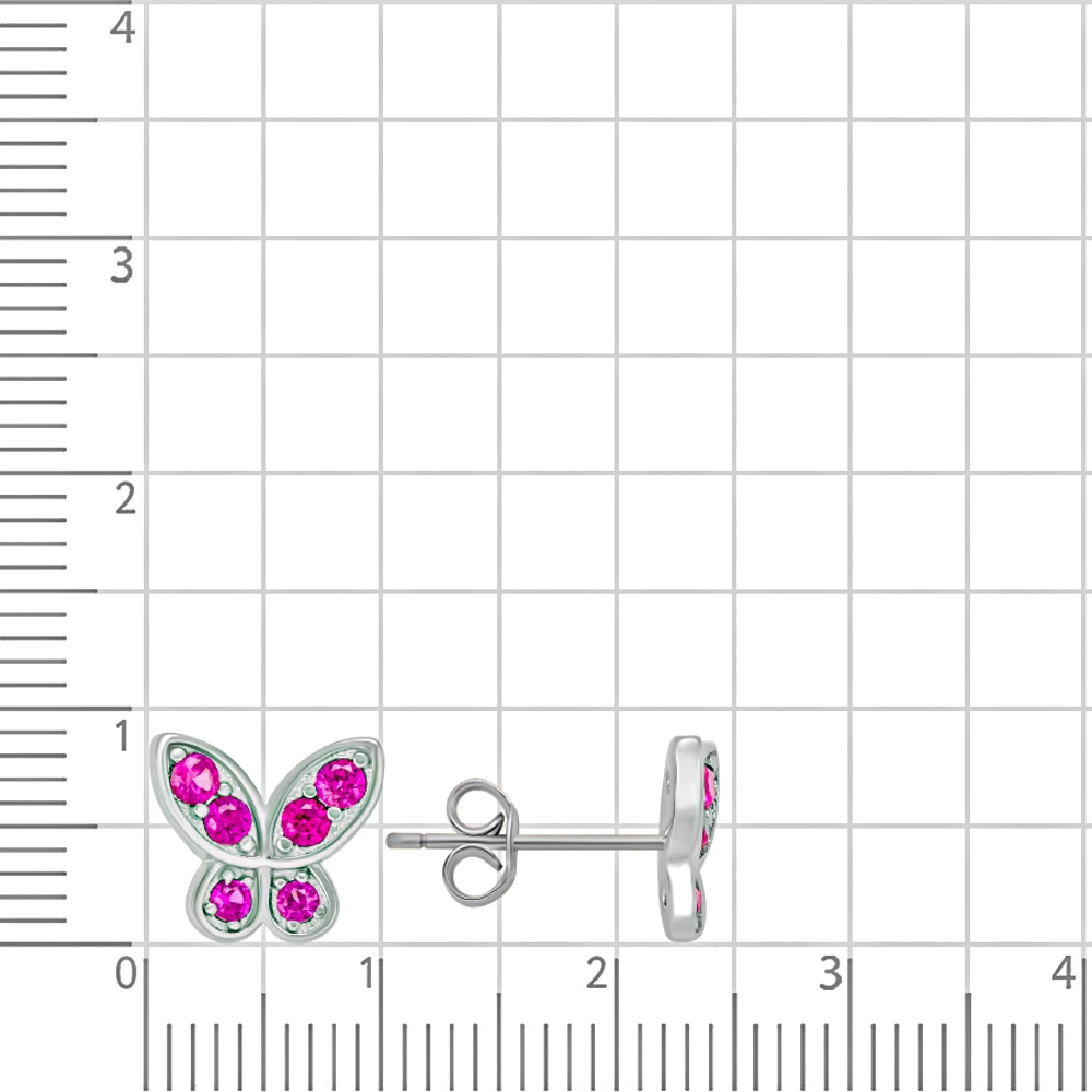 Серьги  Бабочка детские с фианитами из серебра 925 пробы 2
