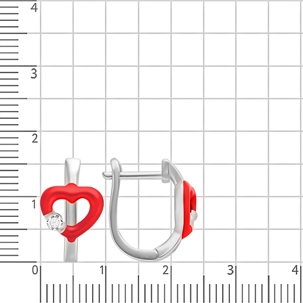 Серьги детские с фианитом из серебра 875/925 пробы 2