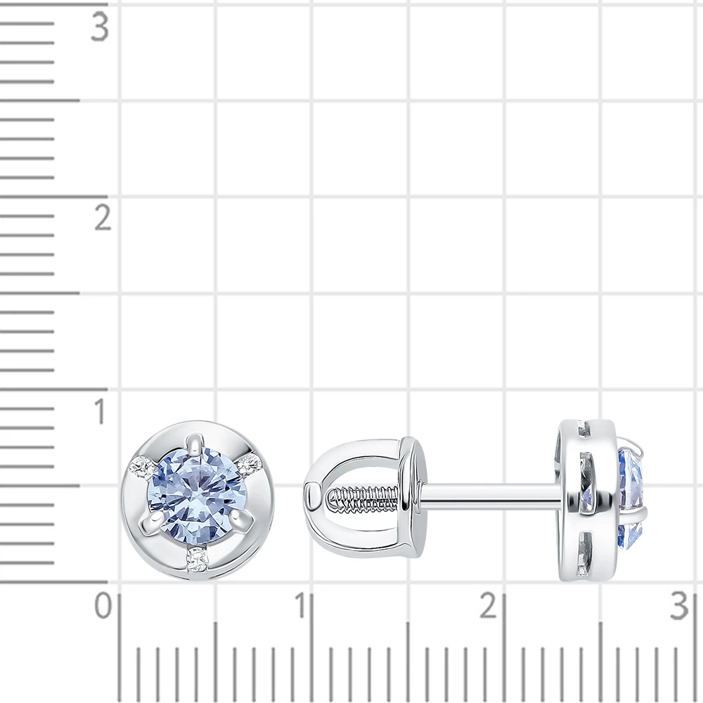 Серьги детские с фианитами из серебра 925 пробы 2