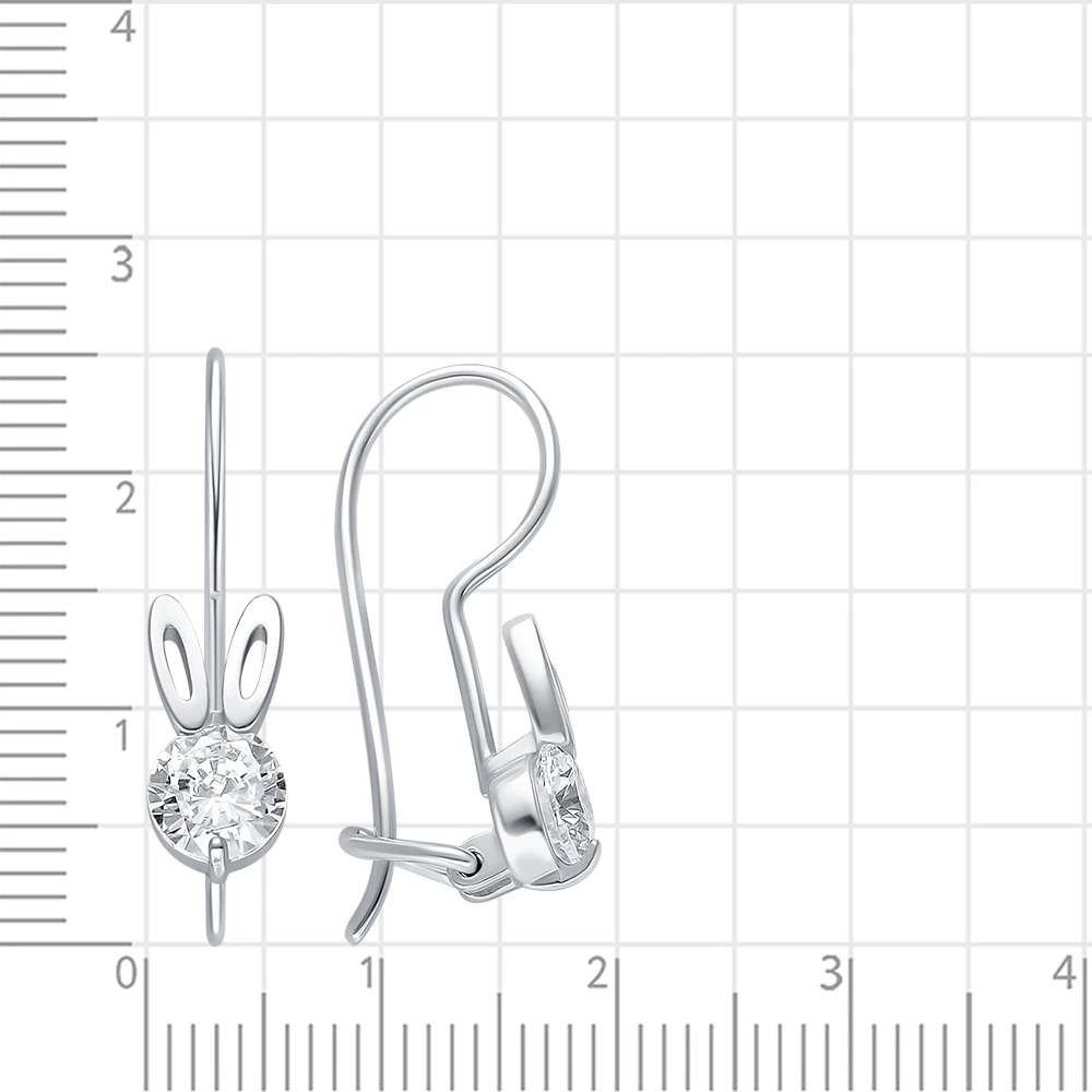 Серьги  Заяц детские с фианитами из серебра 925 пробы 2