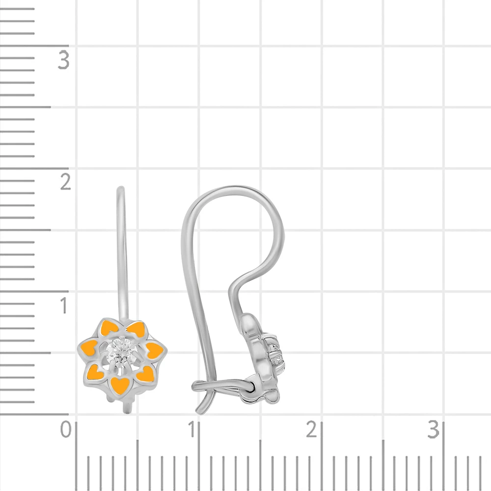 Серьги детские с эмалью и фианитом из серебра 925 пробы 2