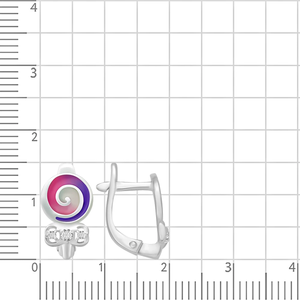 Серьги детские с фианитами из серебра 925 пробы 2