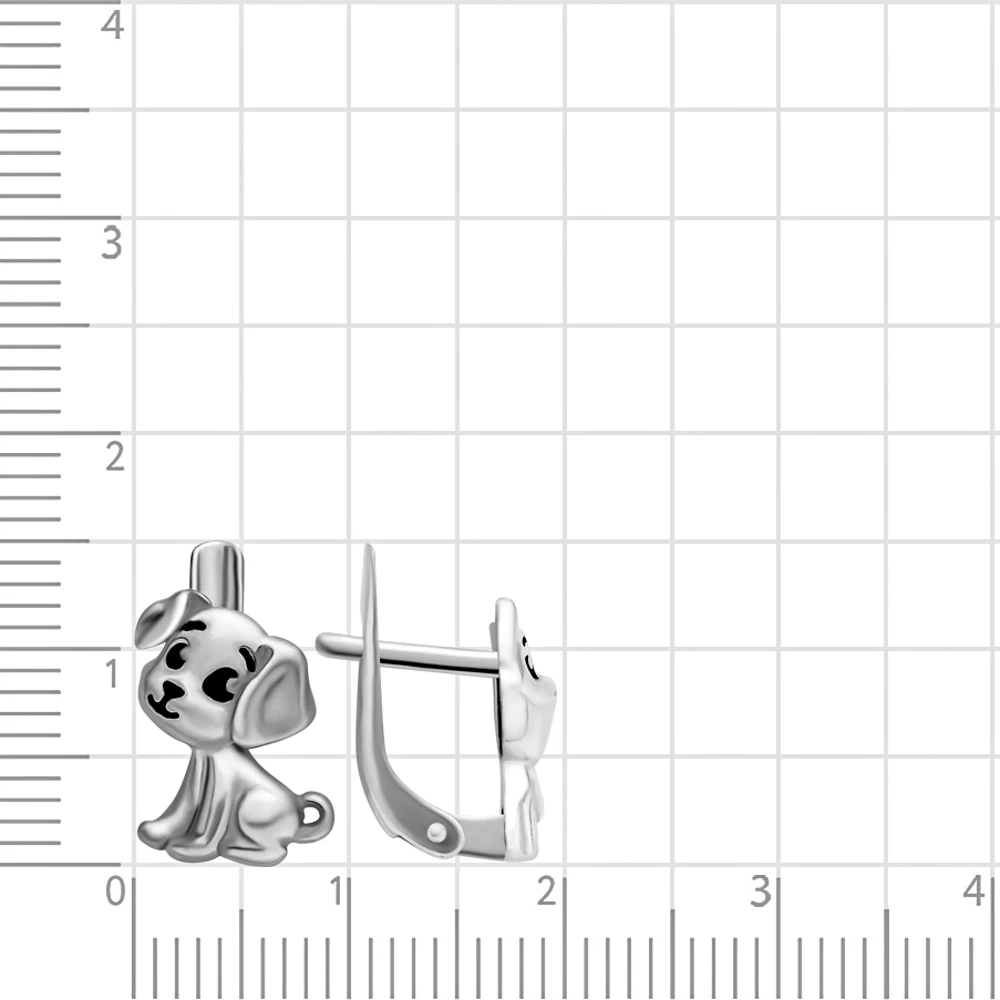 Серьги  Собака детские из серебра 925 пробы 2