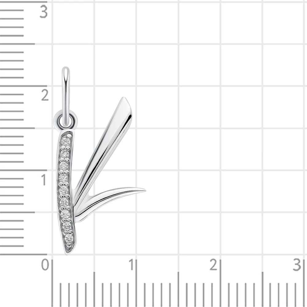 Подвес  Буква К с фианитами из серебра 925 пробы 2