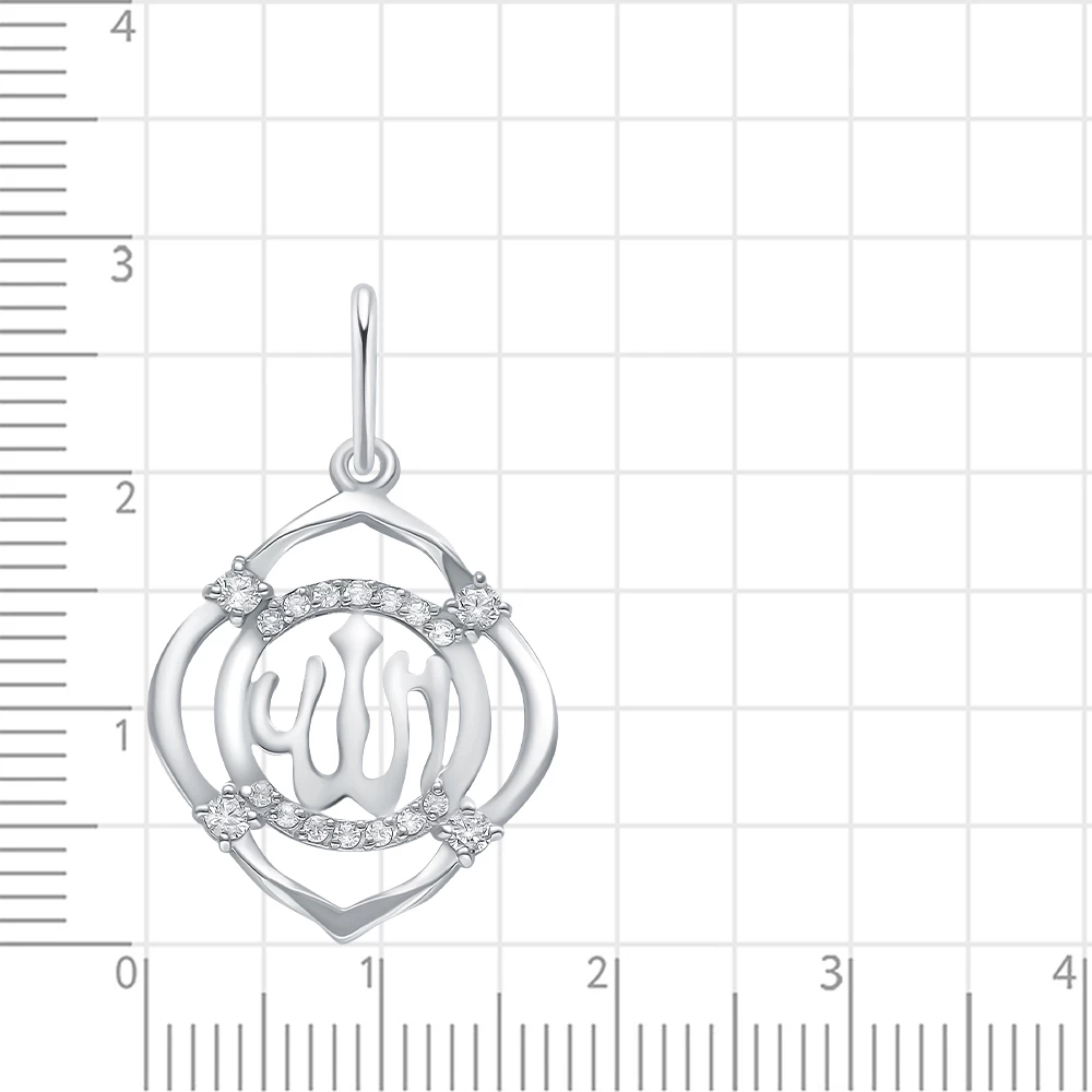 Подвес  мусульманский с фианитами из серебра 925 пробы 2
