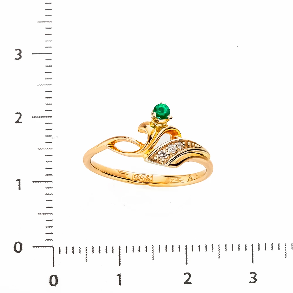 Кольцо с изумрудом из красного золота 585 пробы 1