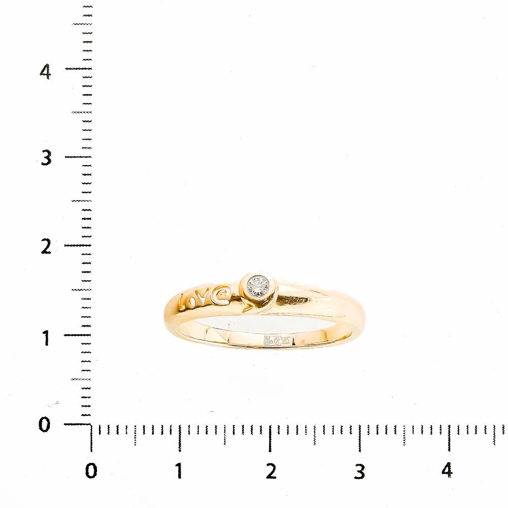 Кольцо с бриллиантом из красного золота 585 пробы