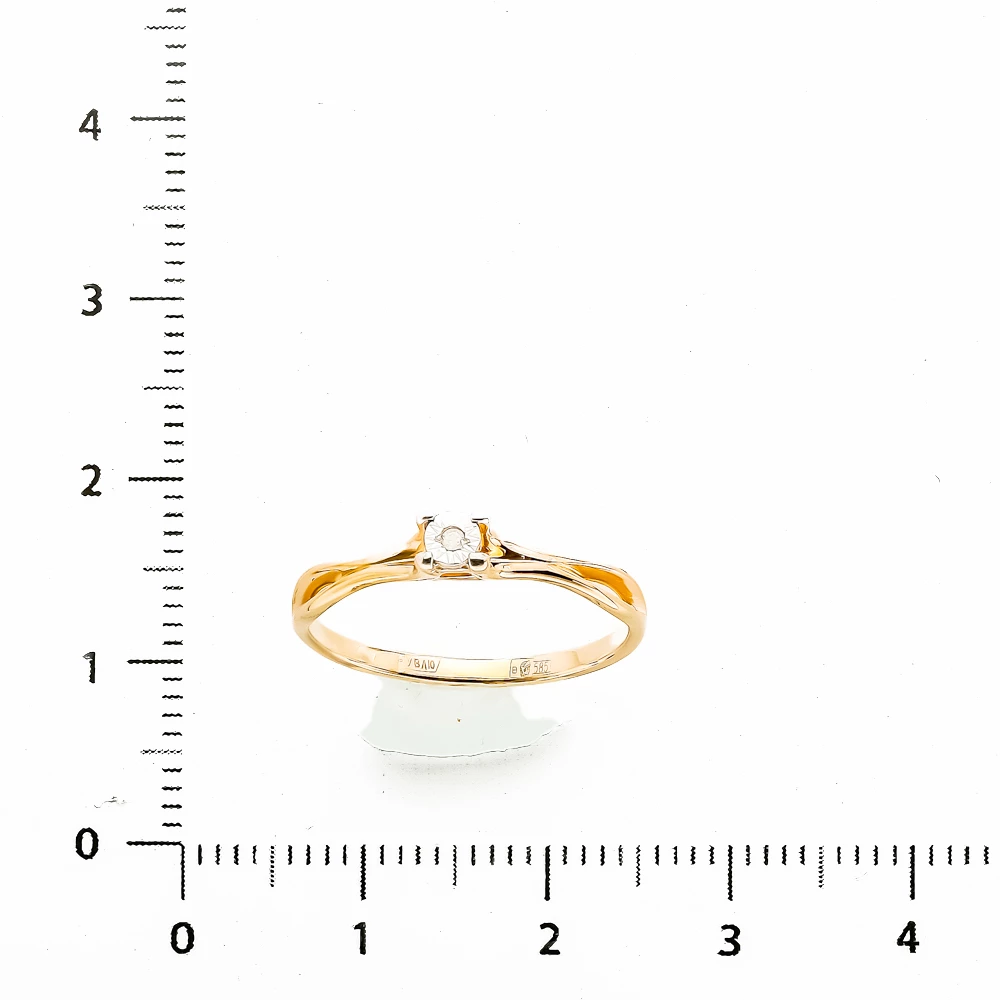 Кольцо с бриллиантом из красного золота 585 пробы 1