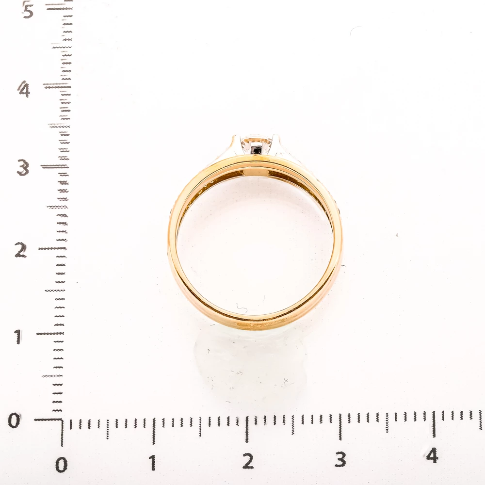 Кольцо с фианитом из красного золота 585 пробы 3