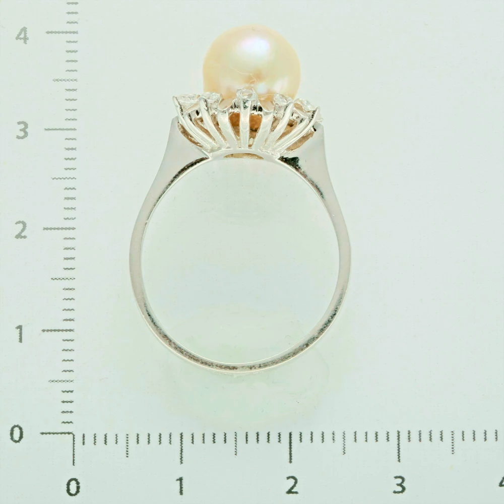 Кольцо с жемчугом из белого золота 750 пробы 3