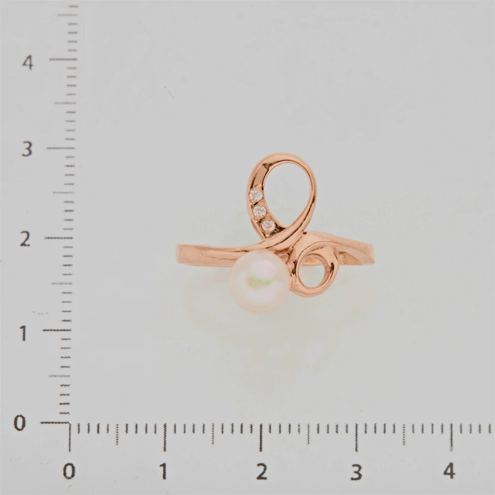 Кольцо с жемчугом из красного золота 585 пробы 2