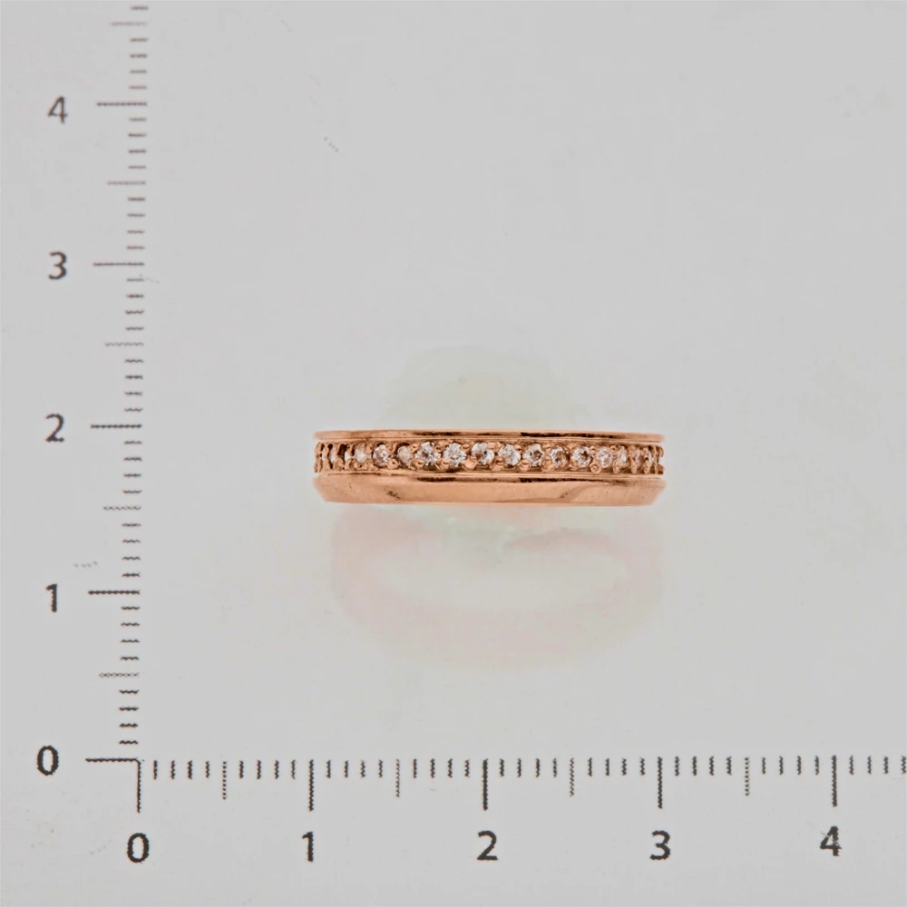 Кольцо обручальное с фианитом из красного золота 585 пробы 2