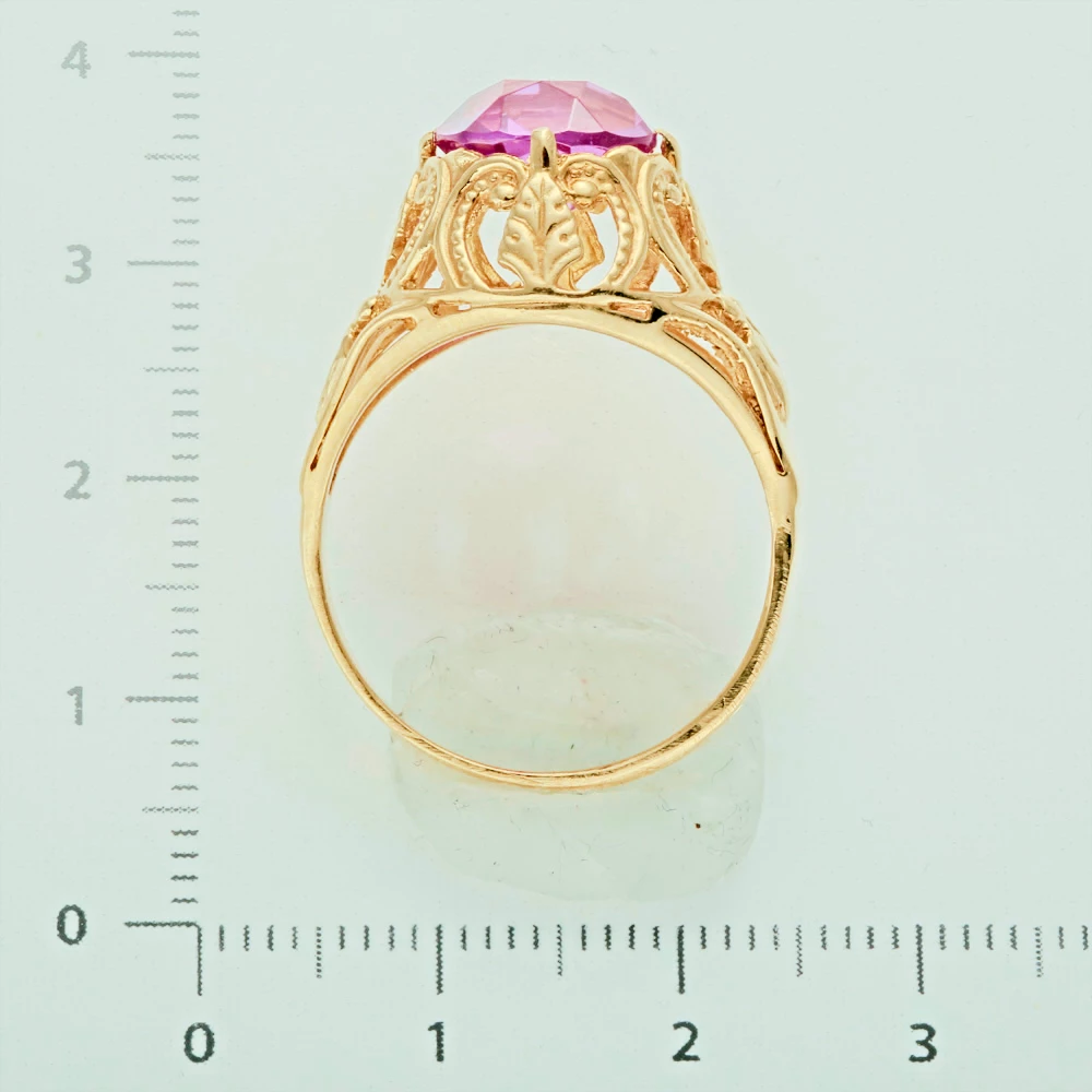Кольцо с фианитом из красного золота 750 пробы 3
