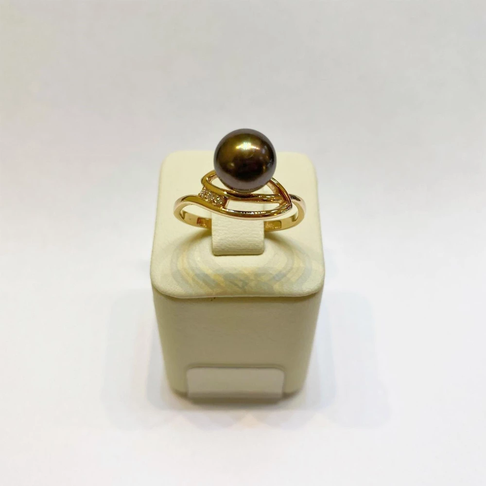 Кольцо с жемчугом из красного золота 585 пробы 1