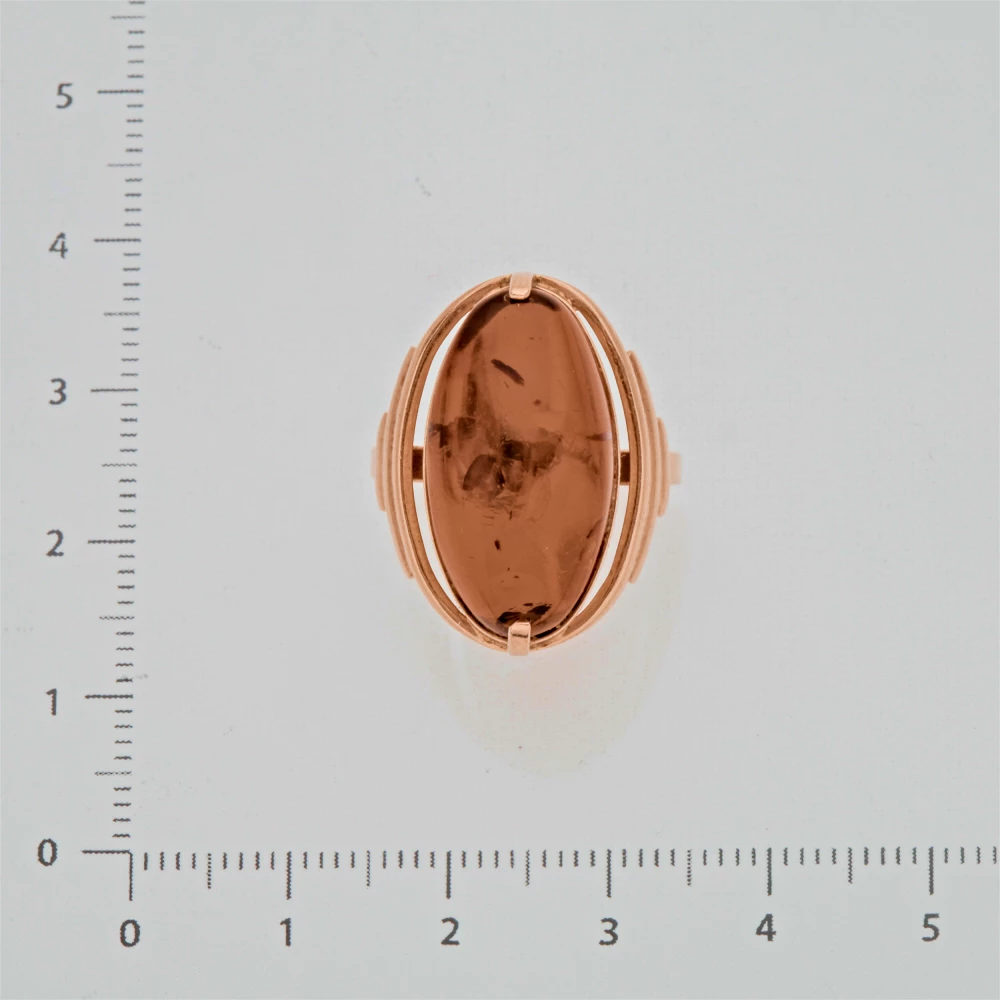 Кольцо с янтарем из красного золота 583 пробы 2