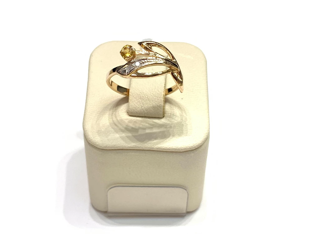 Кольцо с цитрином из красного золота 585 пробы 1
