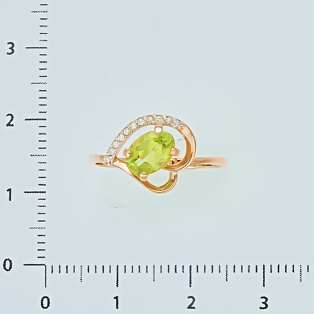Кольцо с хризолитом из красного золота 585 пробы 2