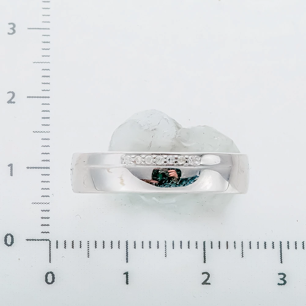 Кольцо обручальное с бриллиантом из белого золота 750 пробы 2