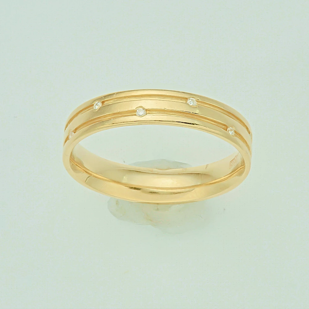 Кольцо обручальное с бриллиантом из желтого золота 585 пробы 1