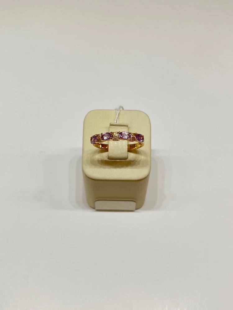 Кольцо с аметистом из красного золота 585 пробы