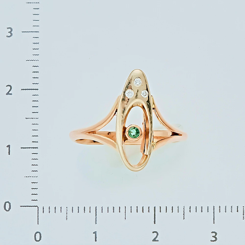 Кольцо с изумрудом из красного золота 585 пробы 2
