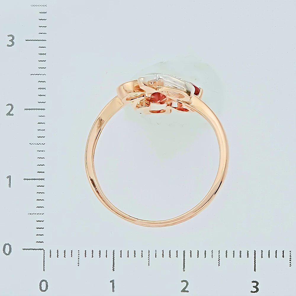 Кольцо с гранатом из красного золота 585 пробы 3