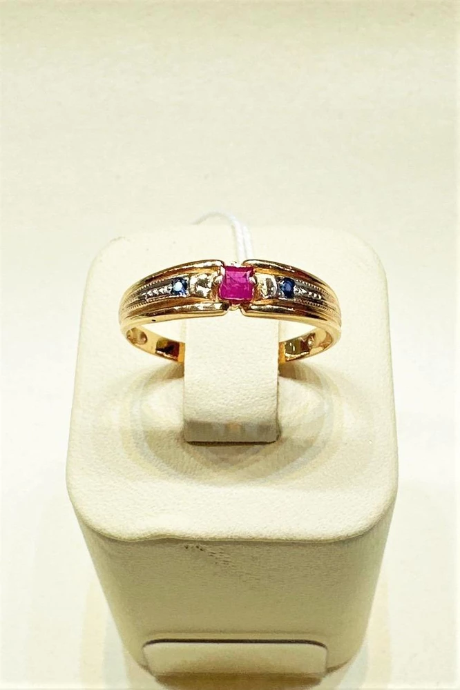 Кольцо с рубином из красного золота 585 пробы 1