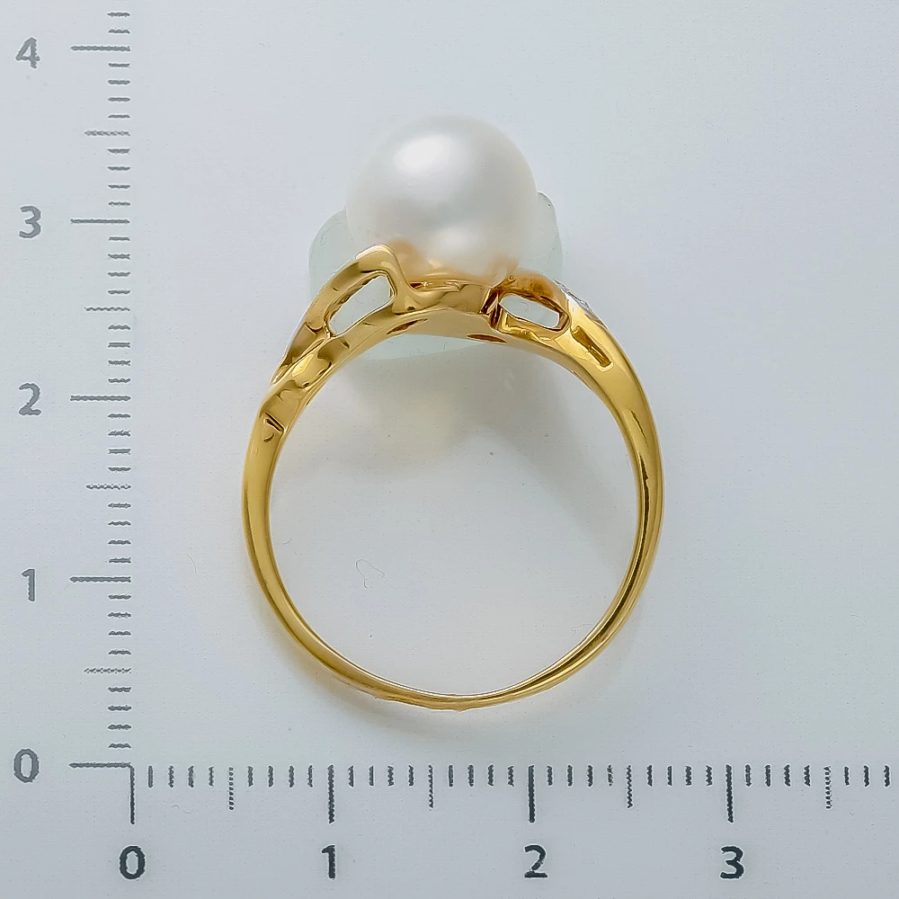 Кольцо с жемчугом из желтого золота 750 пробы 3