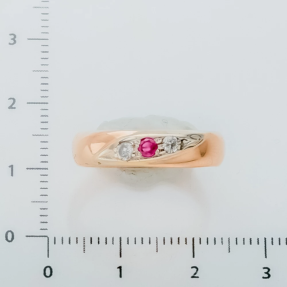 Кольцо обручальное с рубином из красного золота 585 пробы 2