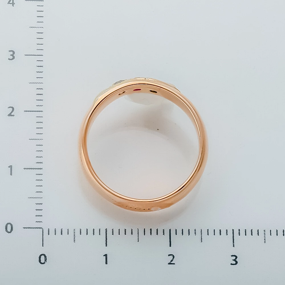 Кольцо обручальное с рубином из красного золота 585 пробы 3