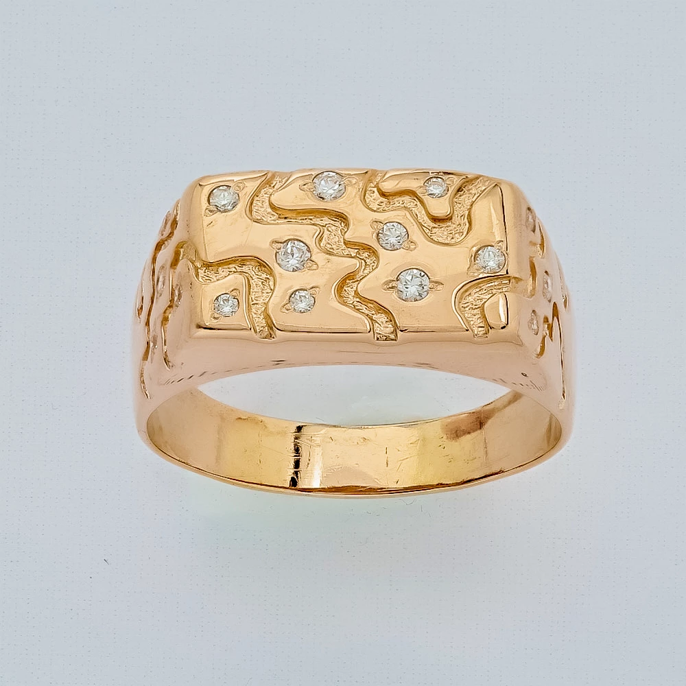 Кольцо с фианитом из красного золота 585 пробы