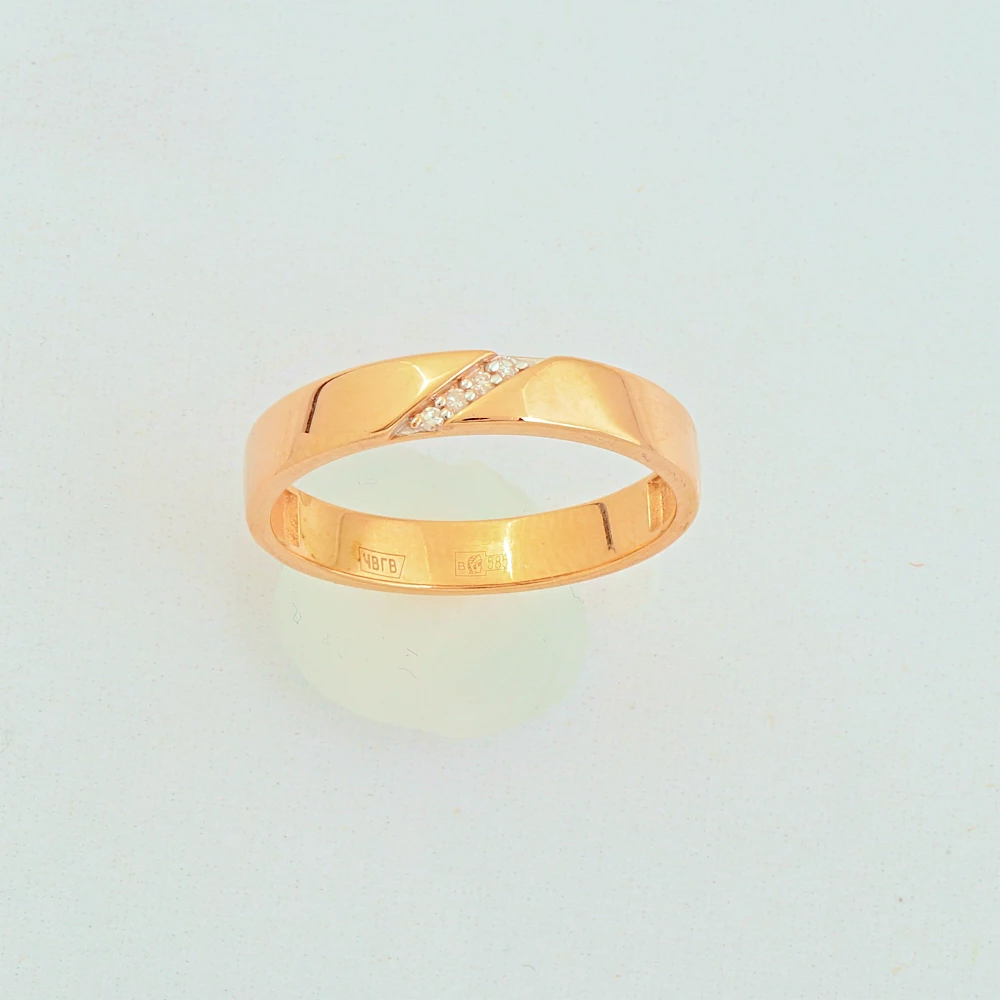 Кольцо обручальное с бриллиантом из красного золота 585 пробы 1