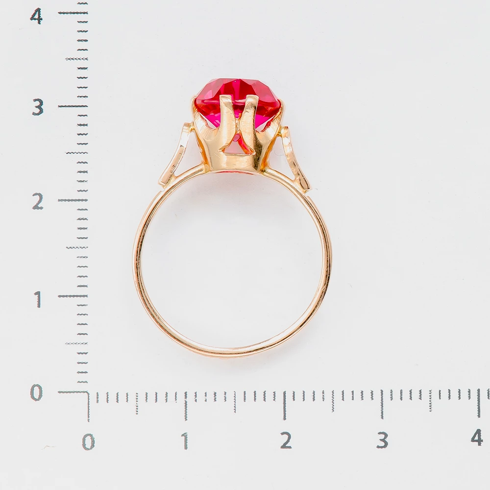 Кольцо с рубином синтетическим из красного золота 583 пробы 3
