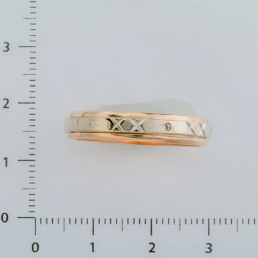 Кольцо обручальное с фианитом из красного золота 585 пробы 2