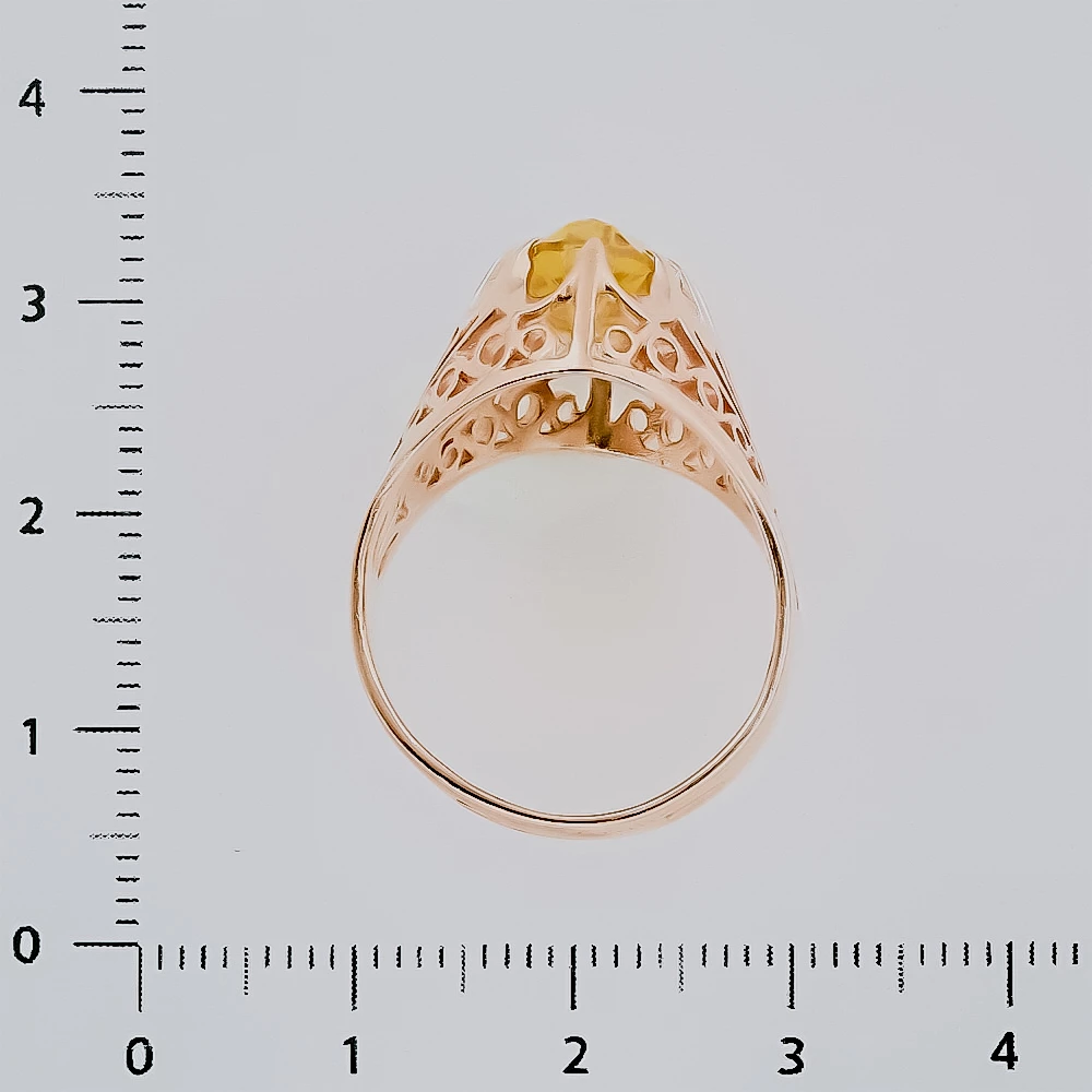 Кольцо с фианитом из красного золота 583 пробы 3
